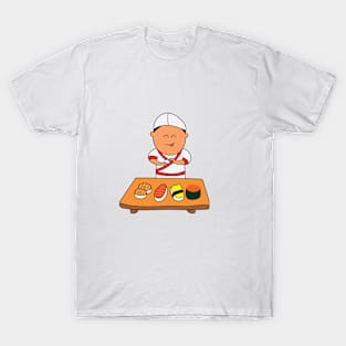 cute chef making different kind of sushi T-Shirt